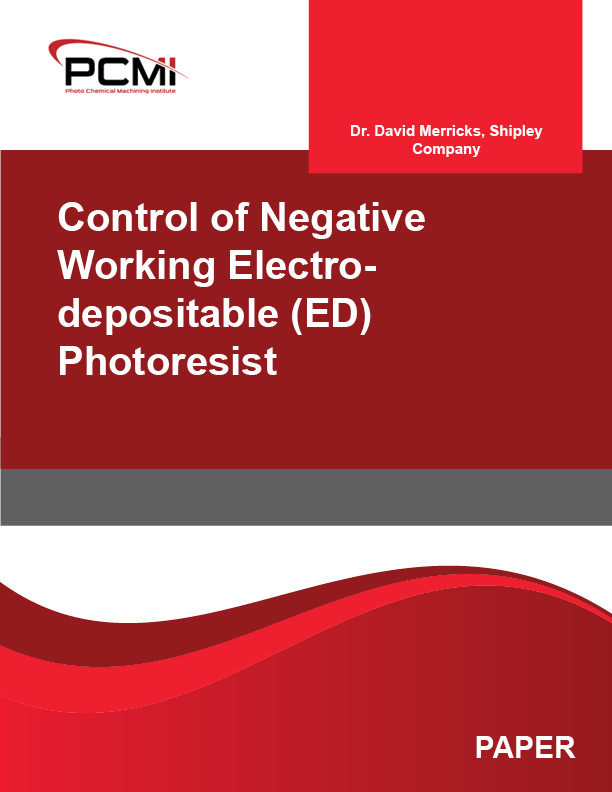 Control of Negative Working Electro-depositable (ED) Photoresist