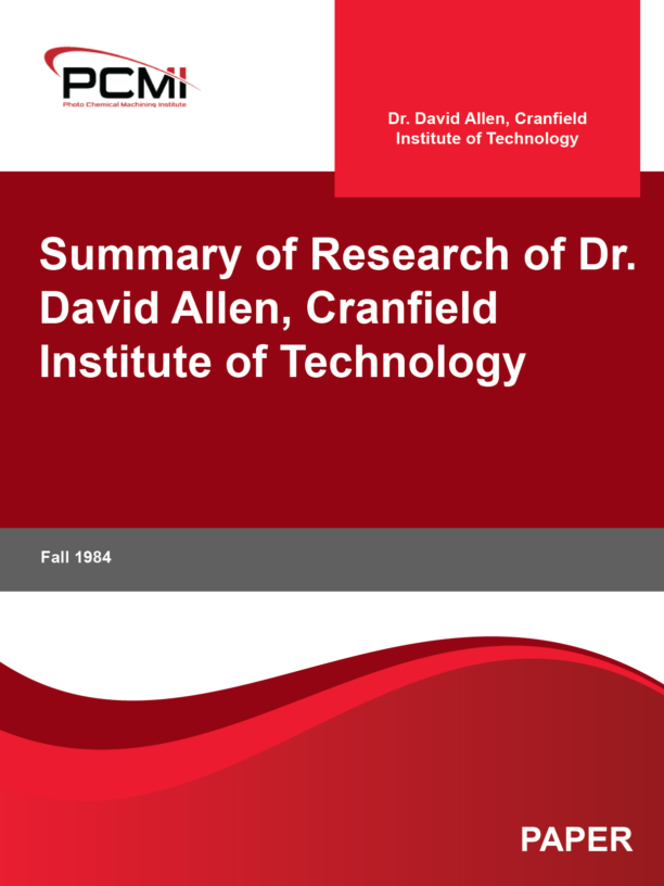 Summary of Research of Dr. David Allen, Cranfield Institute of Technology